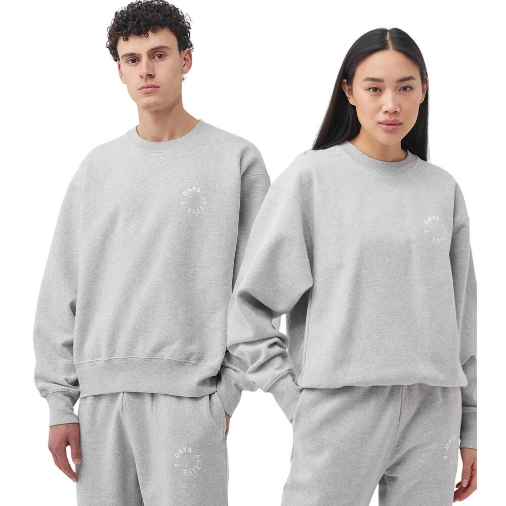 7 Days Active Monday Unisex Crewneck Sweatshirt Grey Cotton Size XL Oversized